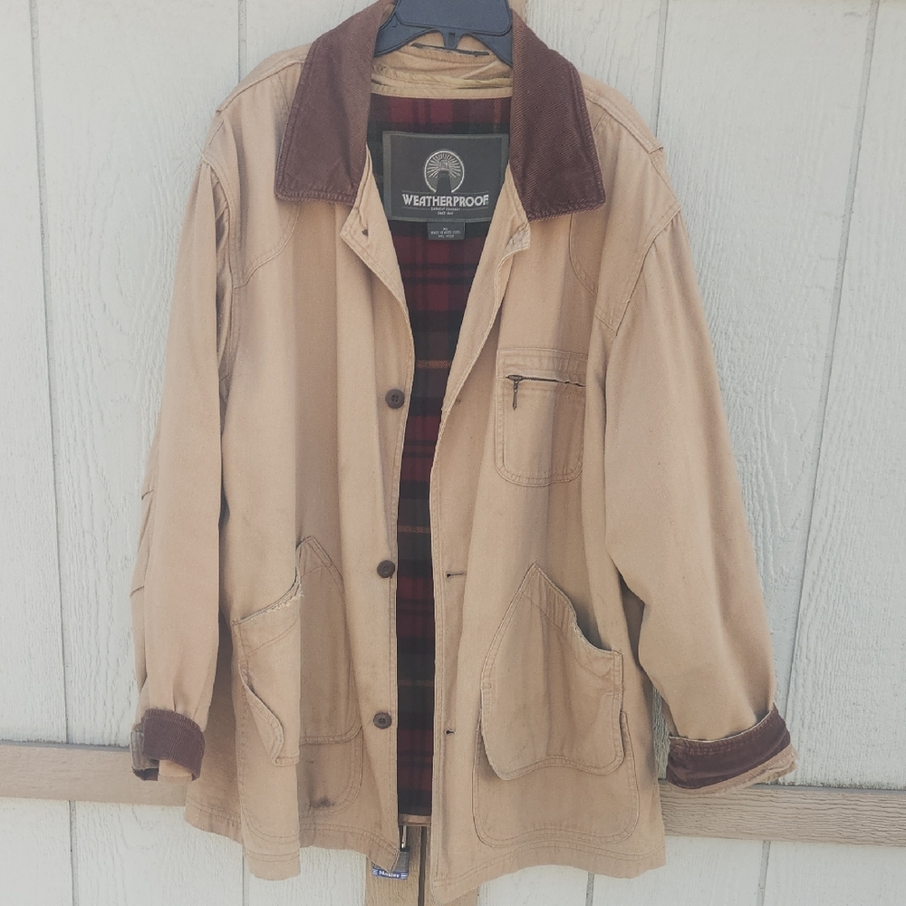 Weatherproof Barn Chore Field Lined Jacket Cordoroy‎ Collar Worn Xlarge Canvas